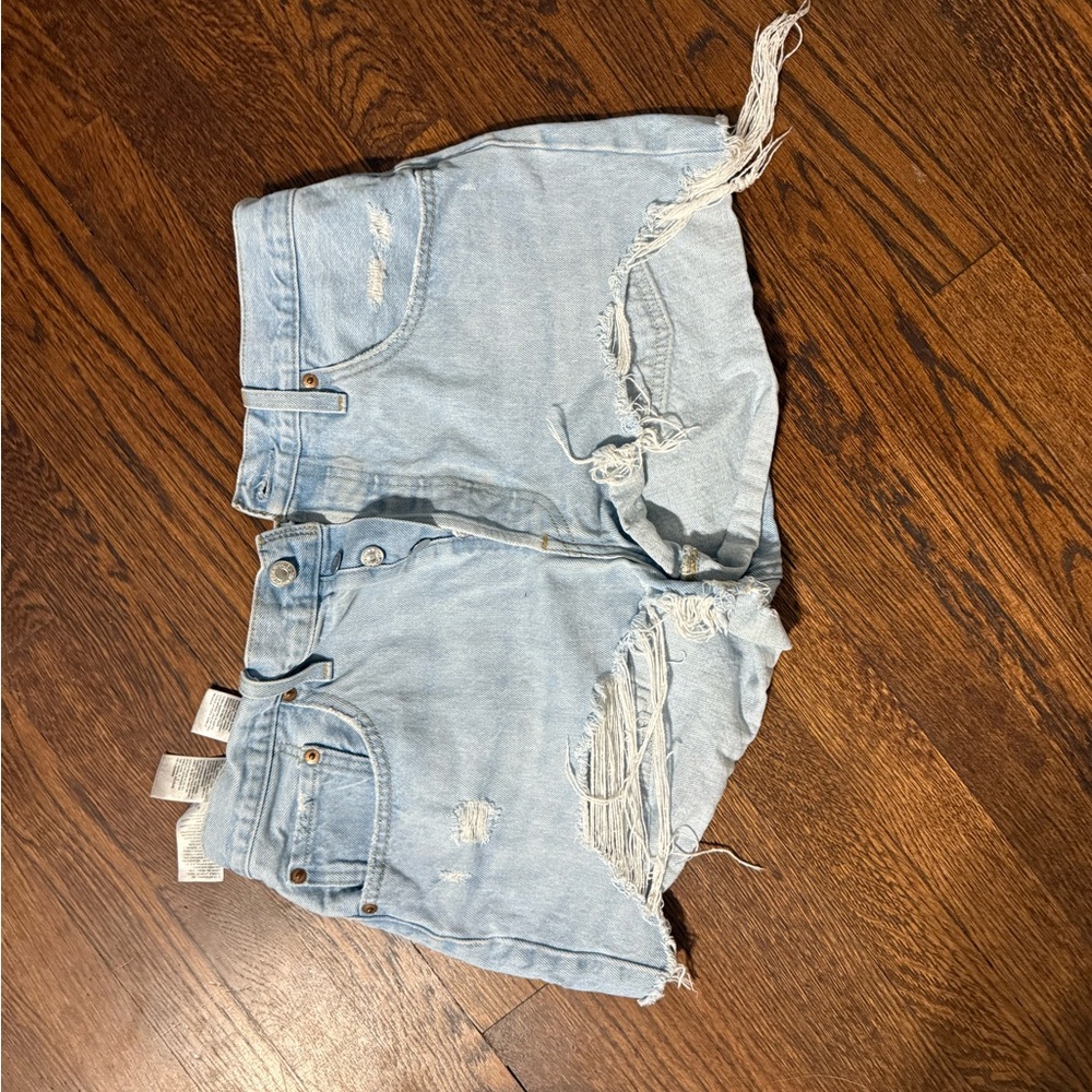 Levi's Light Blue Distressed Jean Shorts